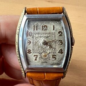 VINTAGE ART DECO EVKOR SWISS MECHANICAL TANK TWO TONE WATCH WORKING COLLECTORS